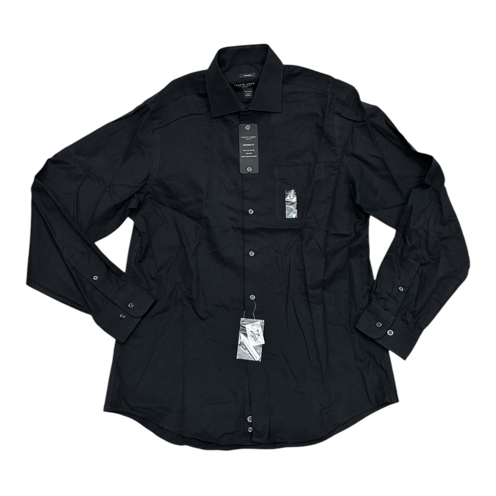 Pronto Uomo Men’s Wearhouse Black Button Up Non-Iron Dress Shirt 16 34/34